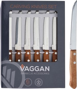 Steikarhnífar m/viðarhandföngum 6 stk.