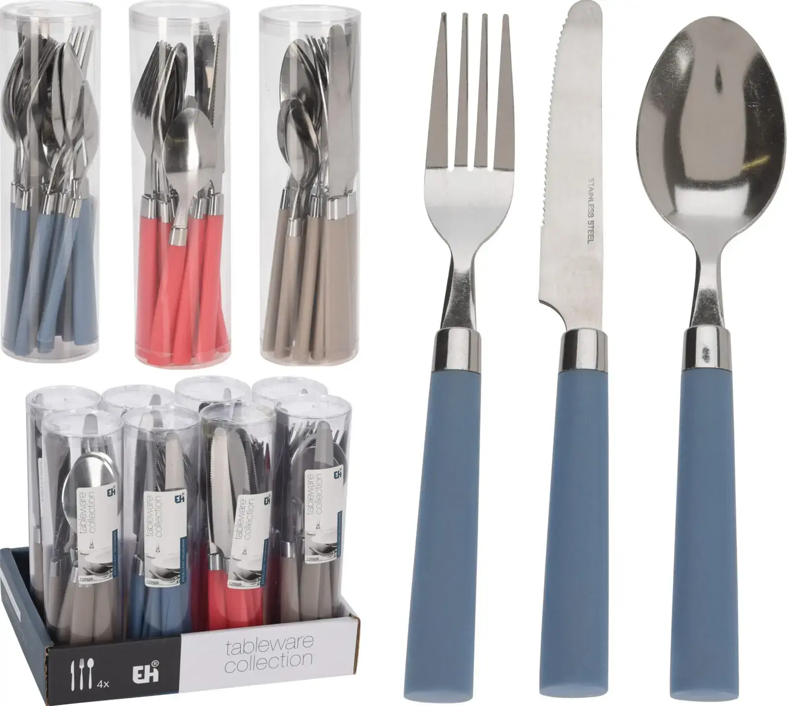 Hnífaparasett 12 stk.í pakka, 3 Litir