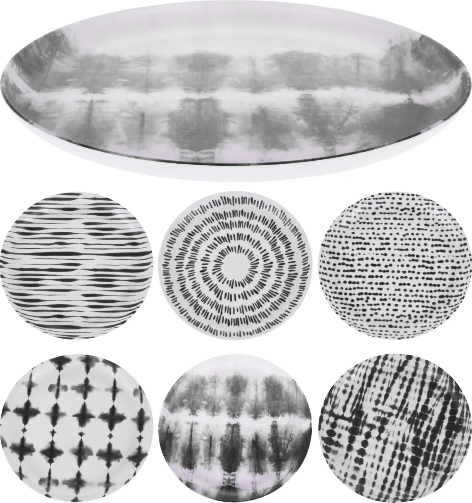 Diskur Melamine Svart/hvítur 25cm