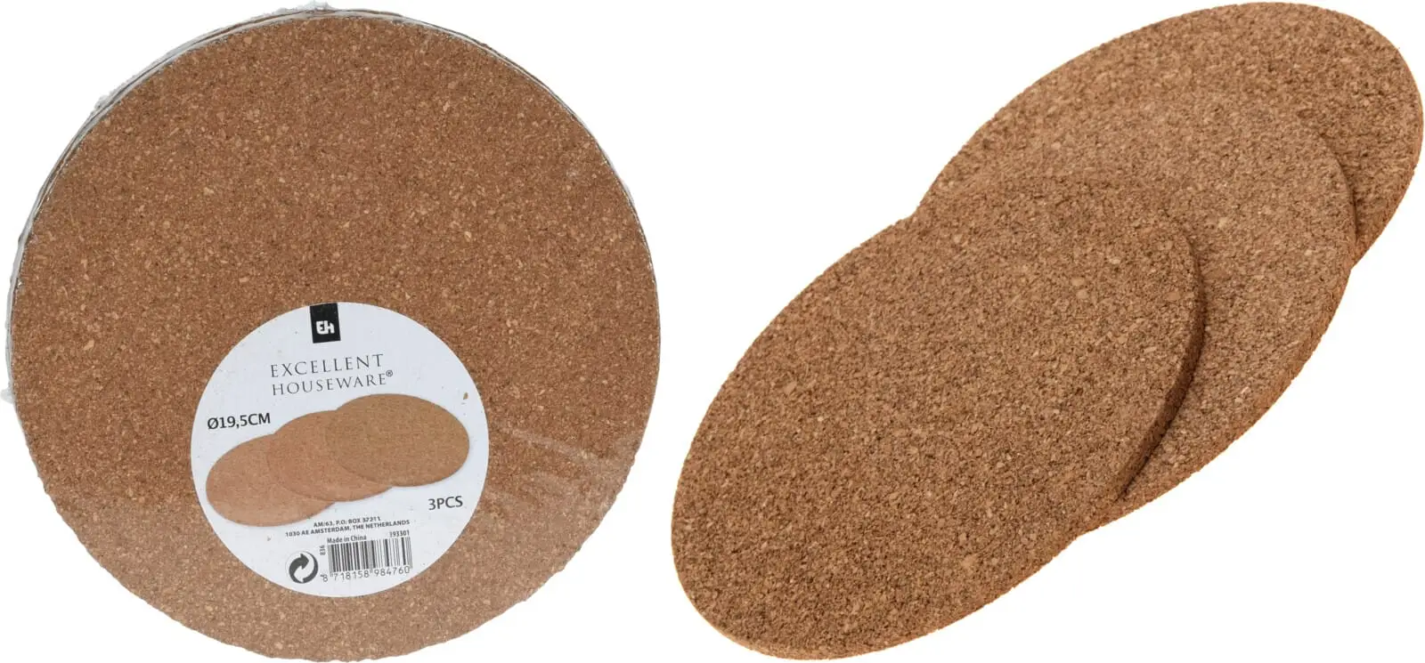 Hitaplatti kork 3 stk.