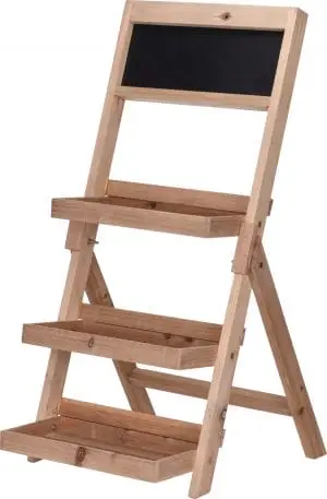 Blómahilla viðar 3 hillur