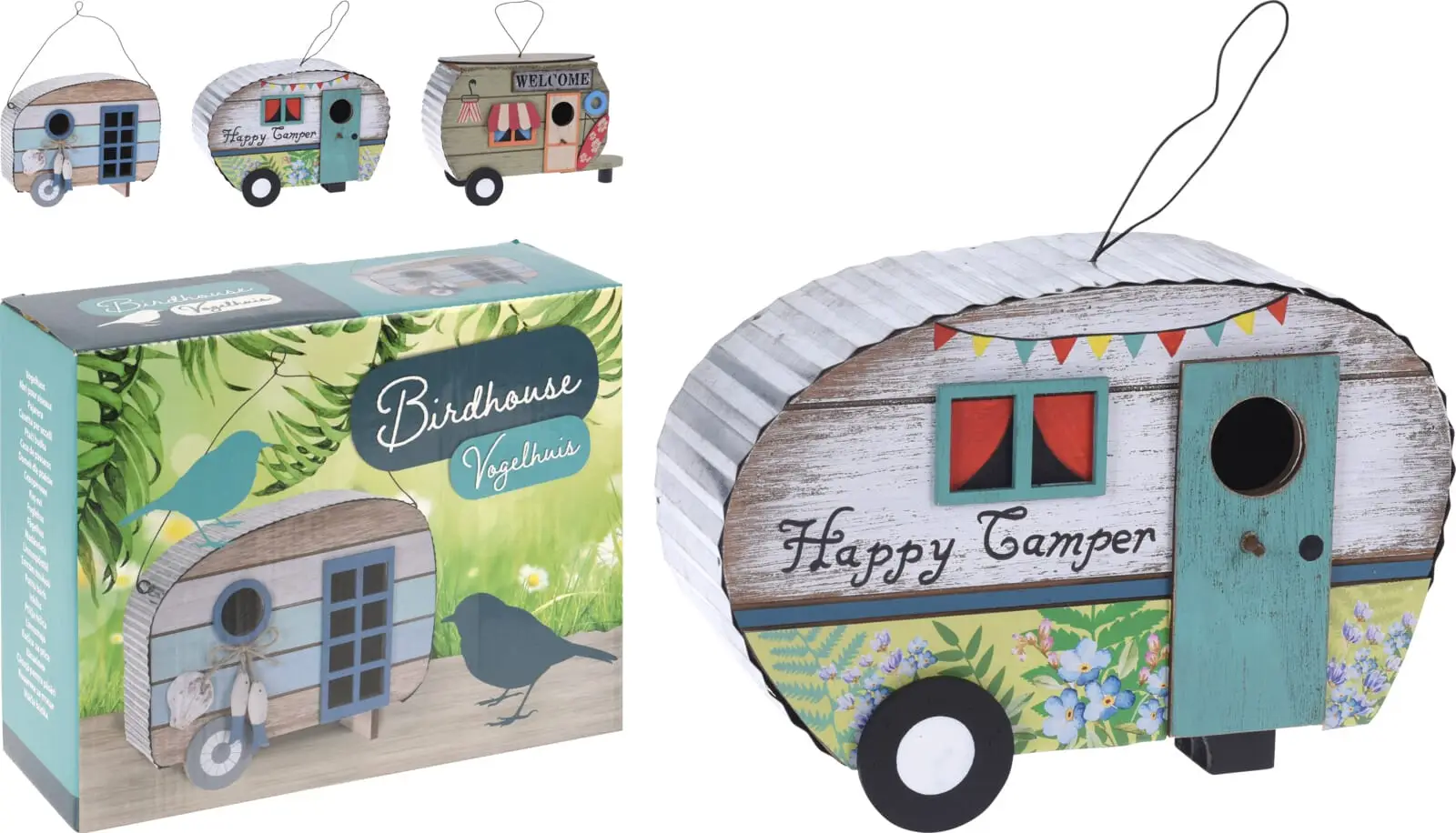 Fuglahús eins og hjólhýsi - Garðskraut