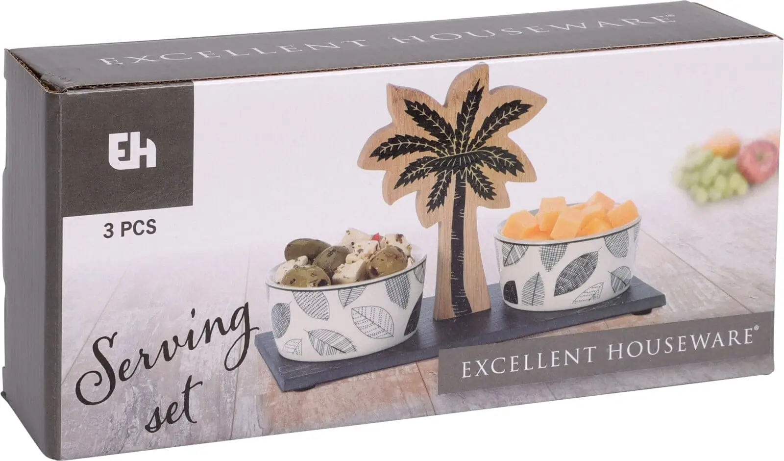 Skálar á bakka td fyrir ostbita/Olifur