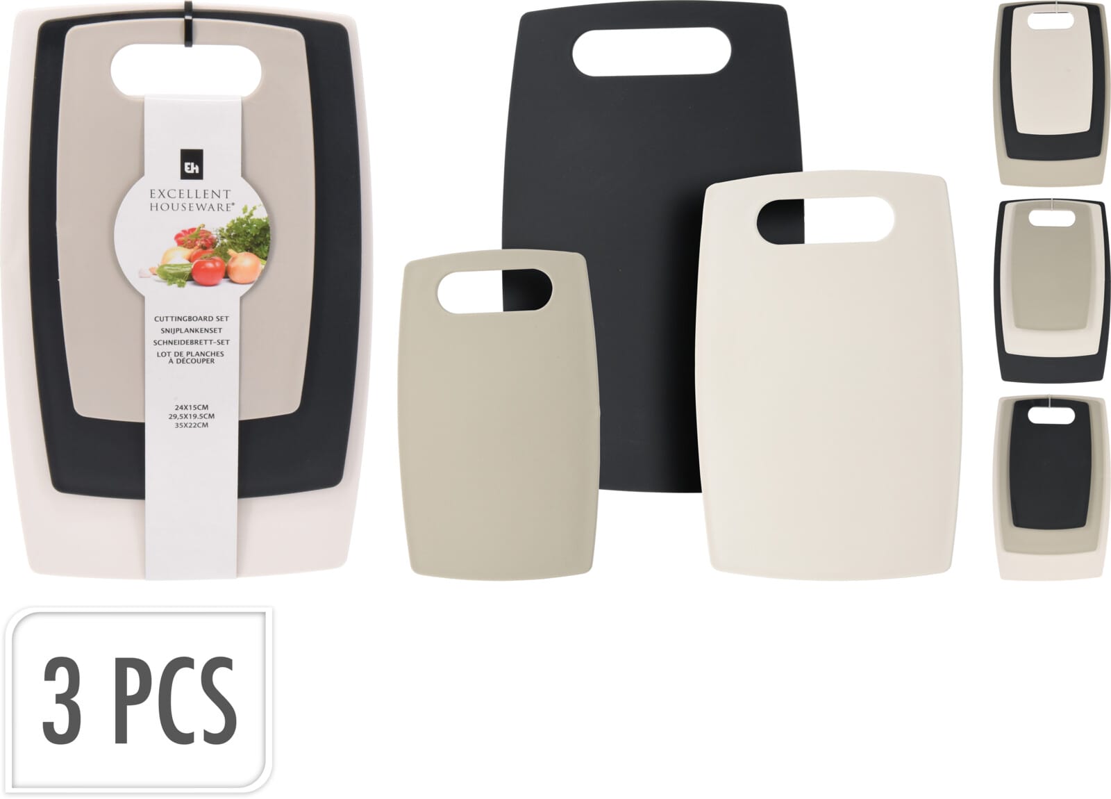 Skurðarbretti 35x22x15cm 3 stk í pakka