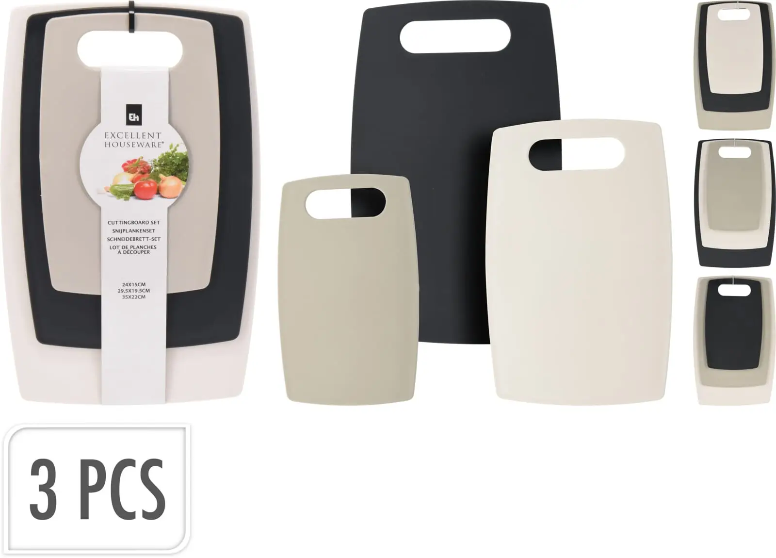 Skurðarbretti 35x22x15cm 3 stk í pakka