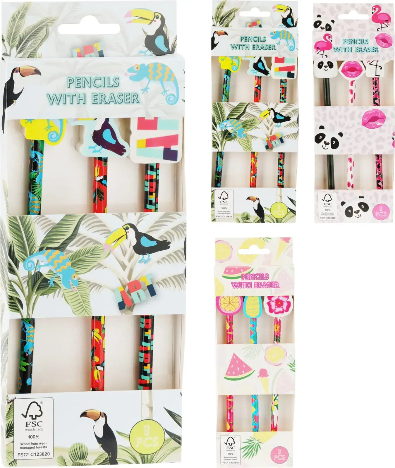 Blýantur m/strokleðri 3stk.