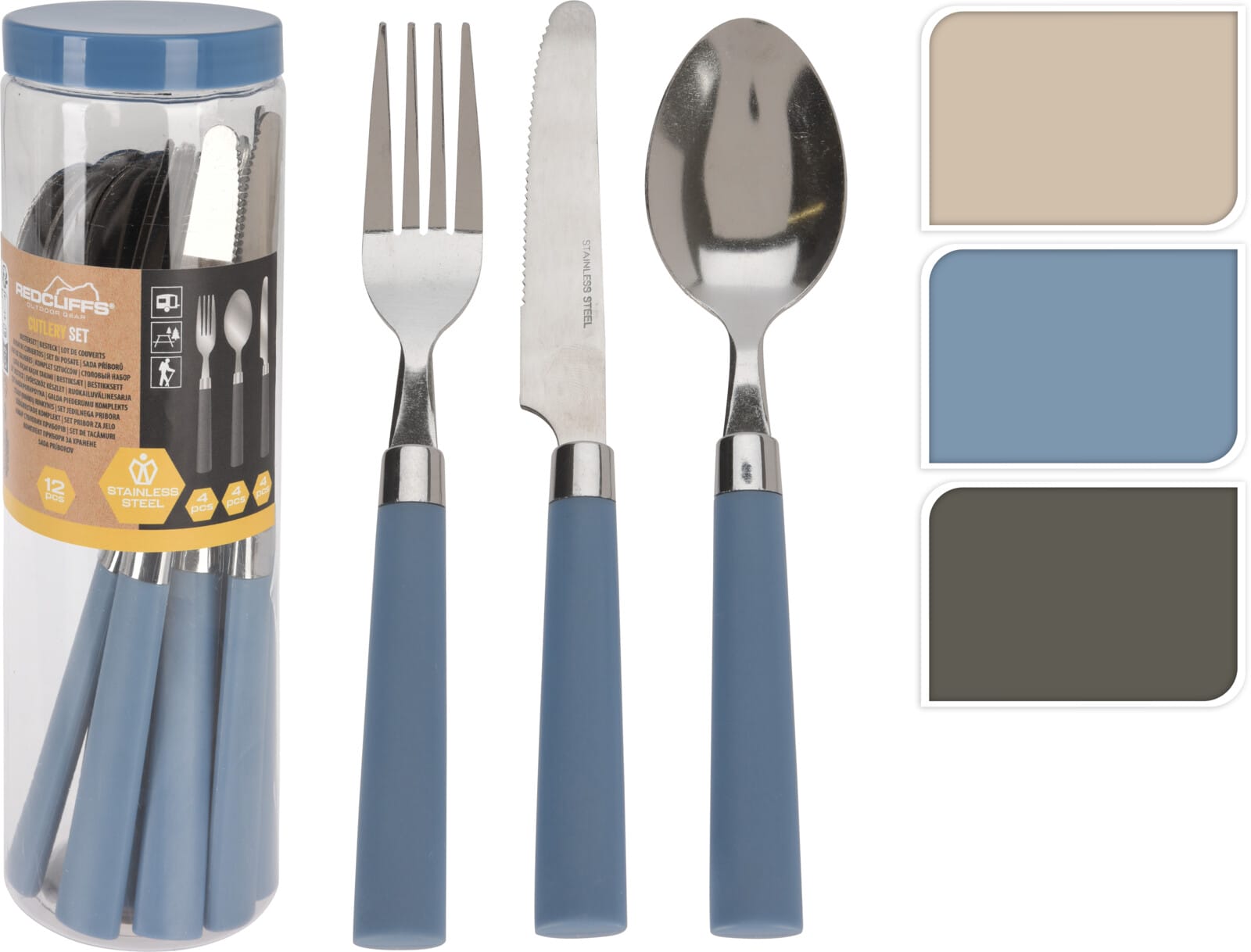 Hnífaparasett 12 stk í pakka 3 litir