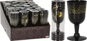 Vínglös svört plast 4 stk