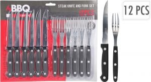 Steikarhnífur og gafflar 12 stk