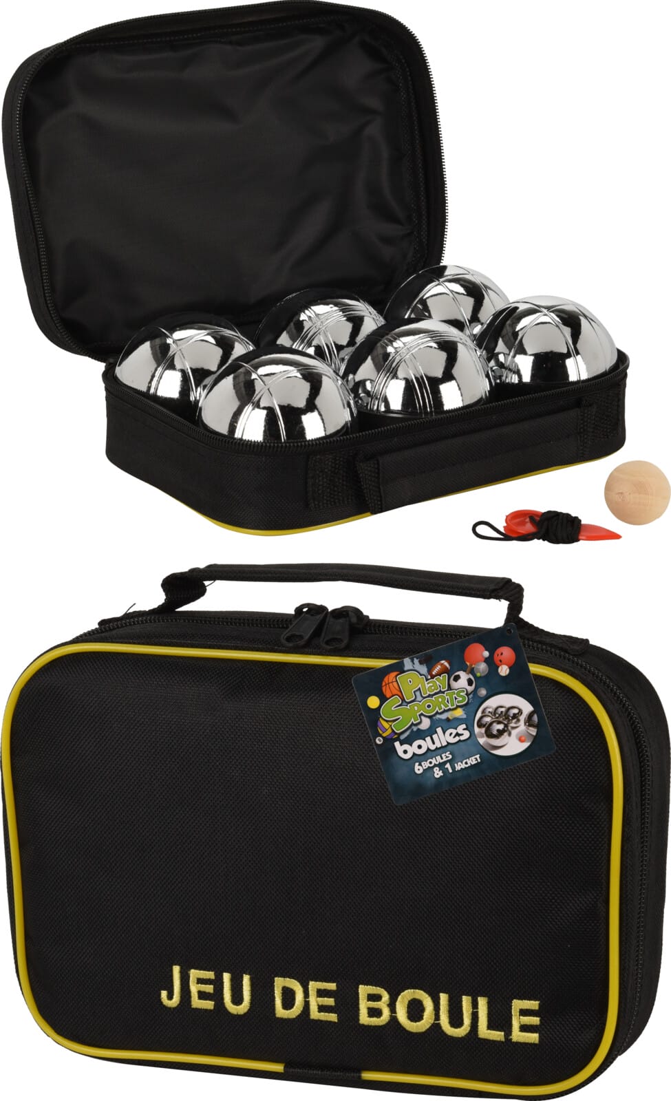 Boccia sett 6 silfur kúlur í tösku