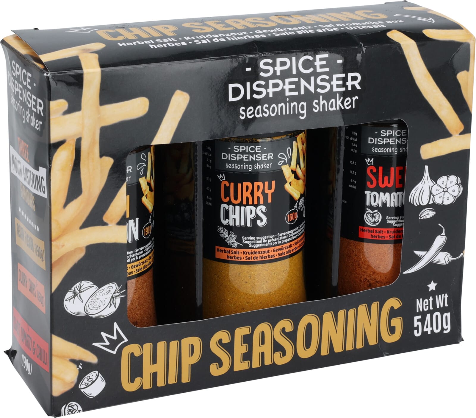 Kryddsett á franskar 3 tegundir í pakka