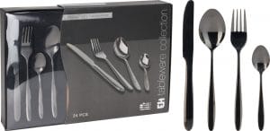 Hnífaparasett 24stk. í pakka, svört