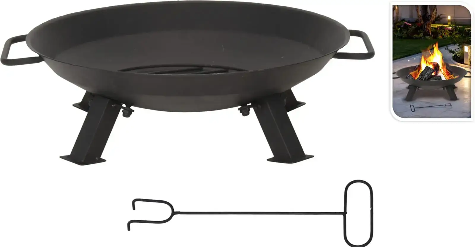 Eldstæði á fæti 46cm Svart