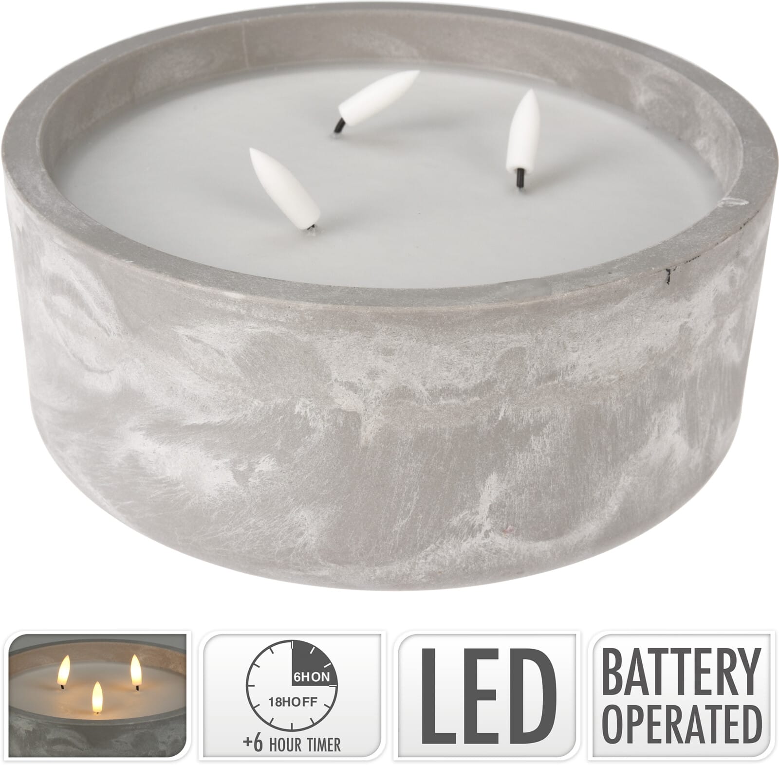 LED kerti/hringlótt - grátt