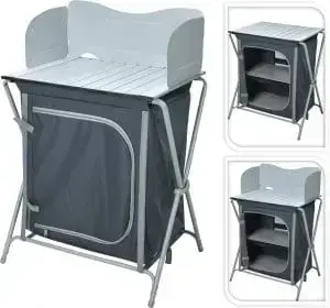 Eldhúseining- borð m/hliðum og 2 hillum