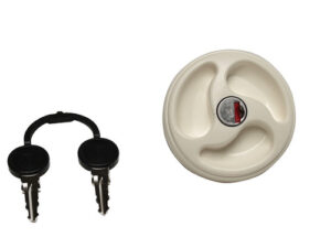 Lok f/vatnstank hvítt með sílander-lykli