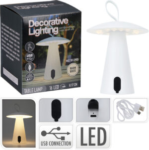 Borðlampi USB endurhlaðanlegur hvítur