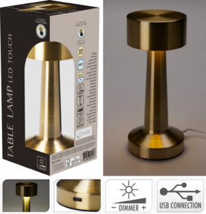 Borðlampi USB hleðsla 8x21 cm Gull
