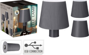 Flösku lampi USB hleðsla 10x8 cm Grár